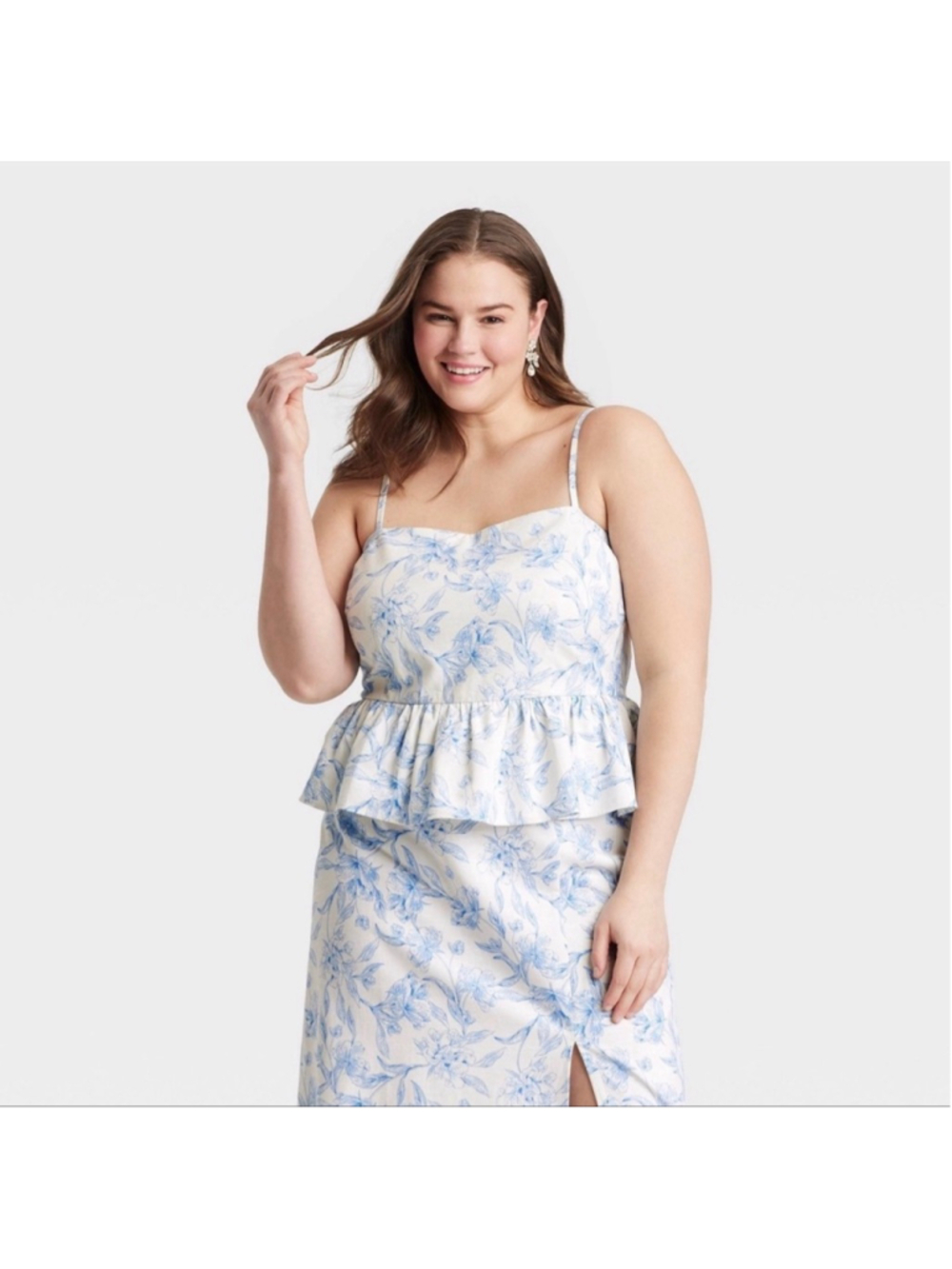 Women's A New Day White Blue Floral Skirt Set M